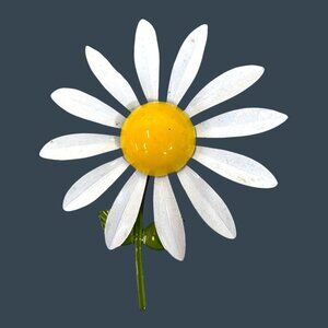 Vintage Enamel 4" Statement Daisy Brooch Spring Summer Flower Floral Large